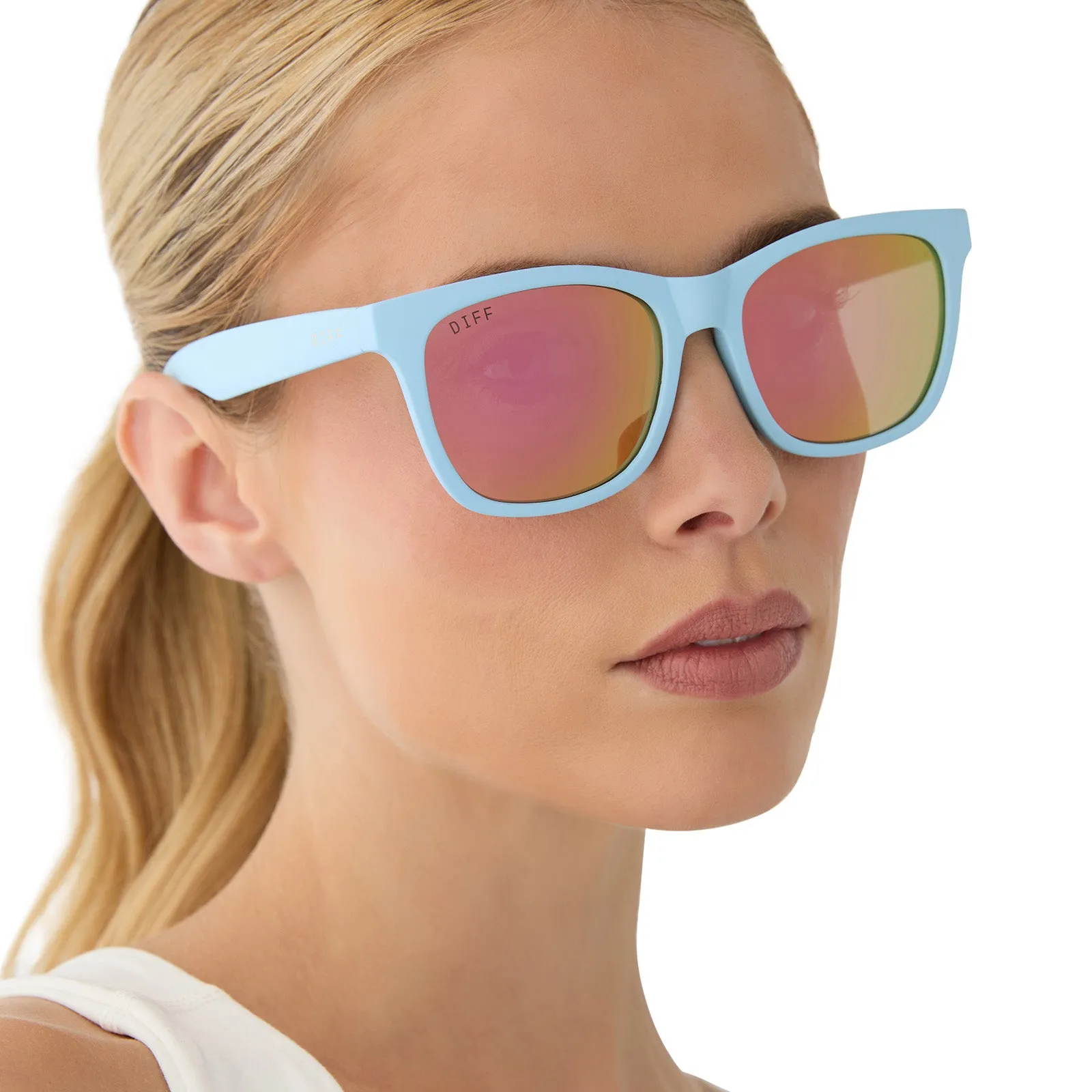 STORM - MATTE BABY BLUE   SHERBERT RAINBOW MIRROR   POLARIZED SUNGLASSES