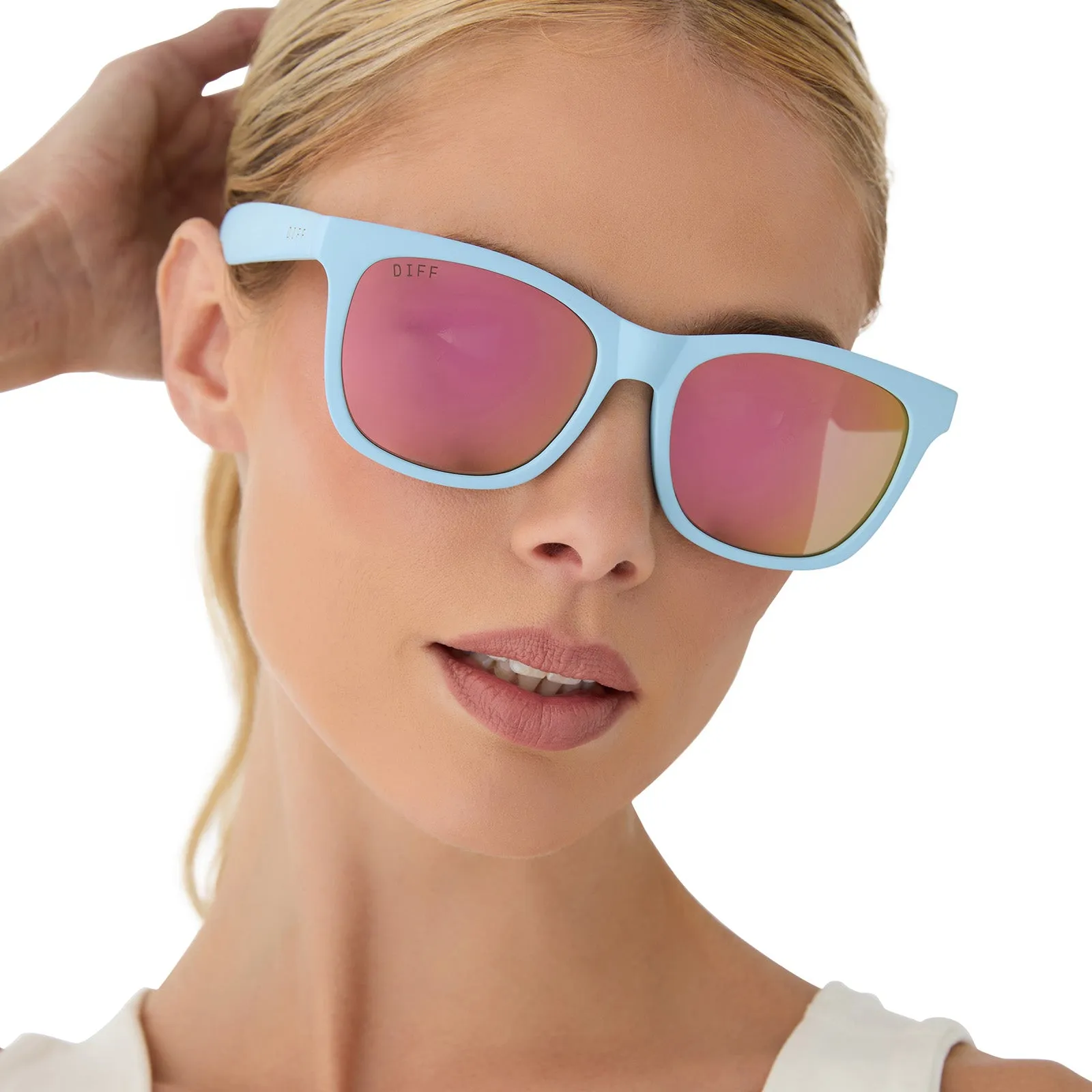 STORM - MATTE BABY BLUE   SHERBERT RAINBOW MIRROR   POLARIZED SUNGLASSES