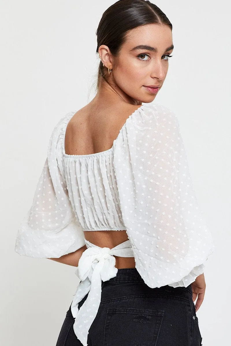 White Crop Top Long Sleeve
