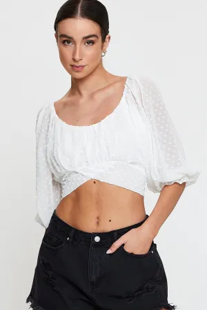 White Crop Top Long Sleeve