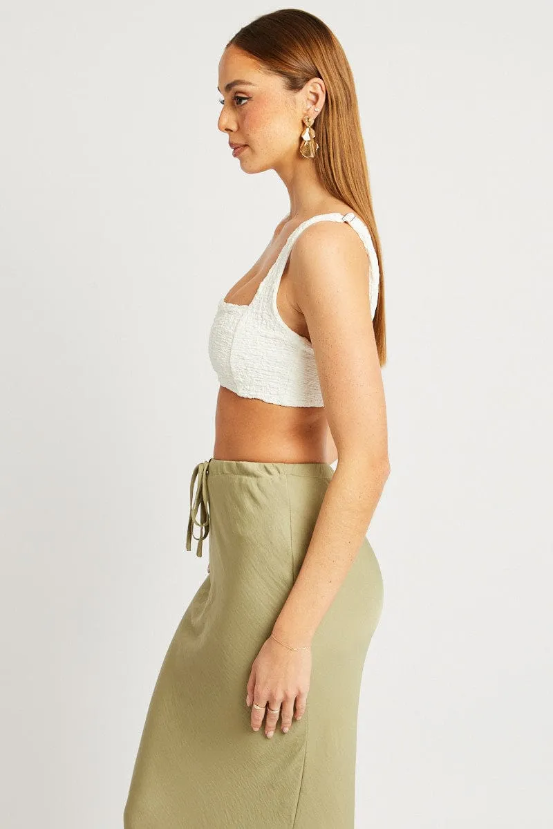 White Crop Top Textured
