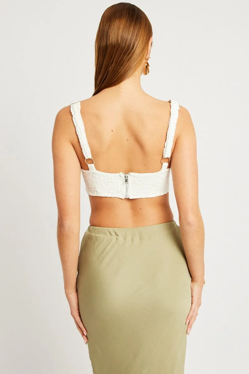 White Crop Top Textured