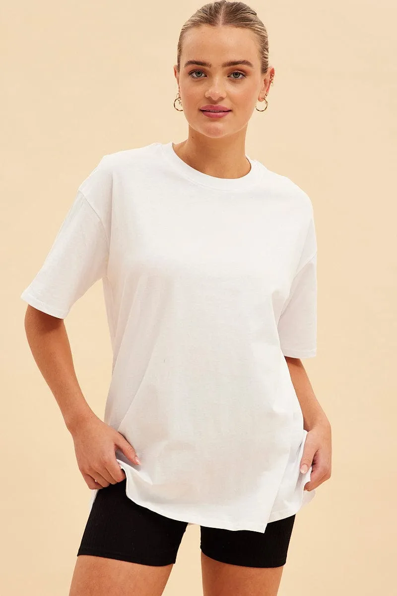 White Jamie Cotton Jersey Crew Neck Oversized T-Shirt