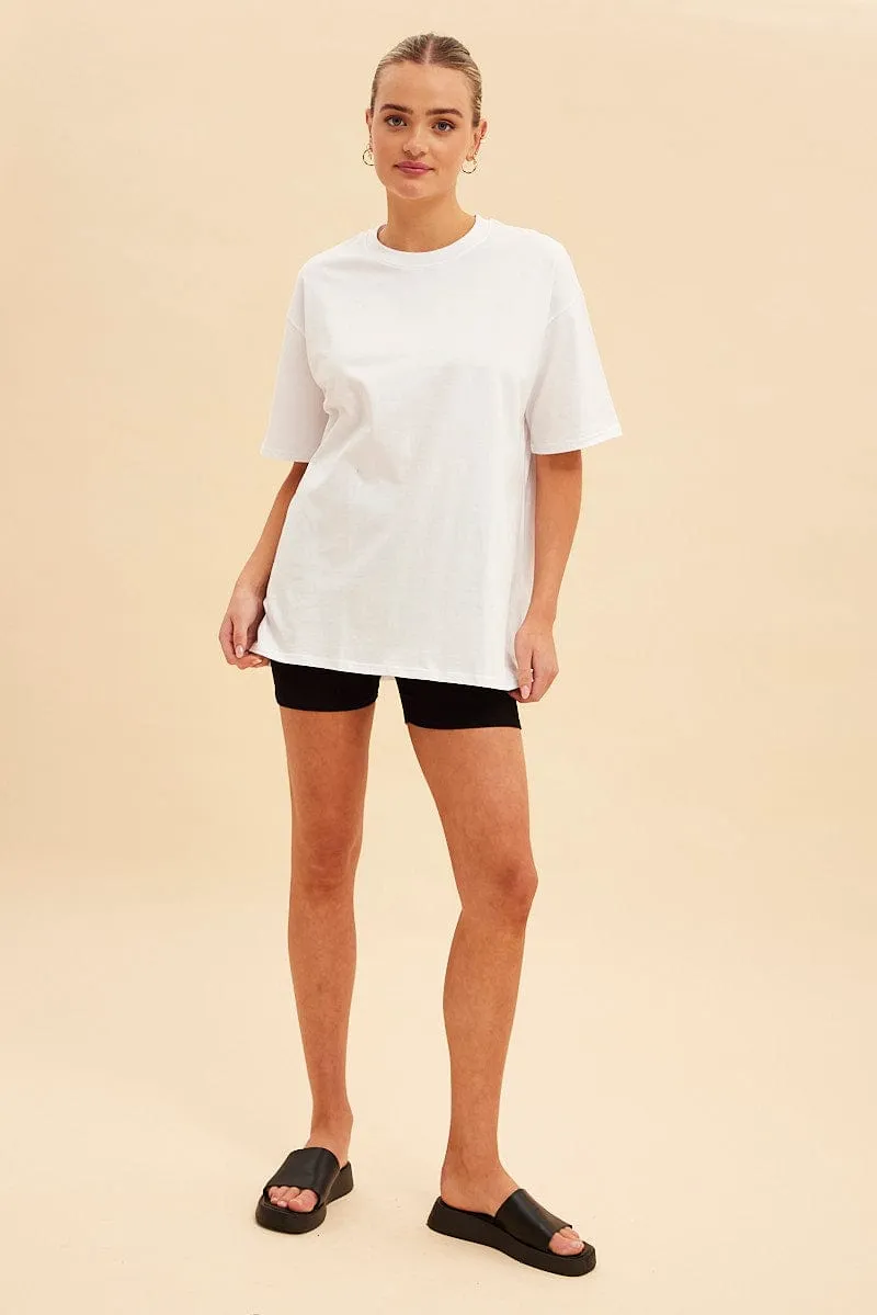 White Jamie Cotton Jersey Crew Neck Oversized T-Shirt