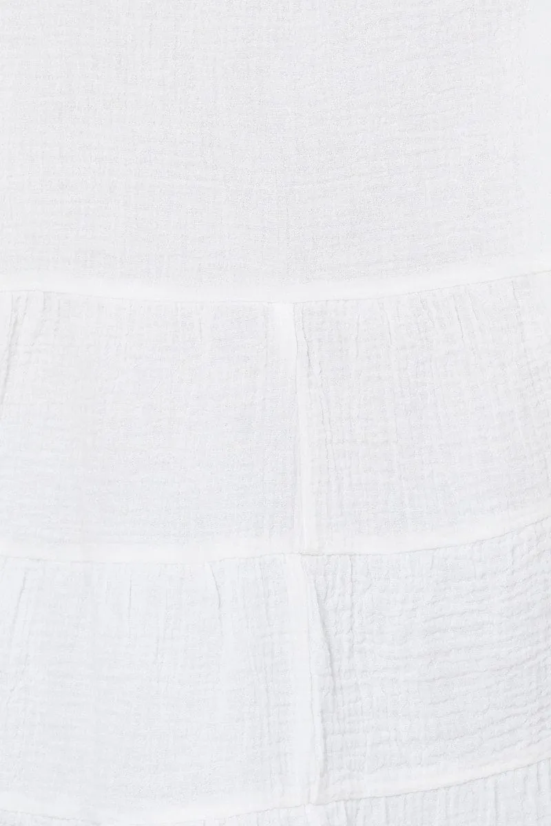 White Relaxed Top Short Sleeve Square Neck