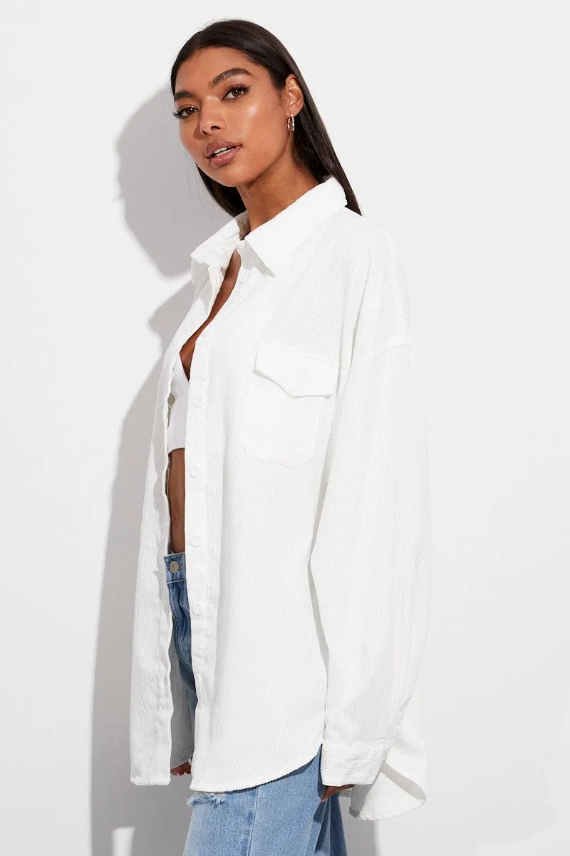 White Textured Shirt Long Sleeve