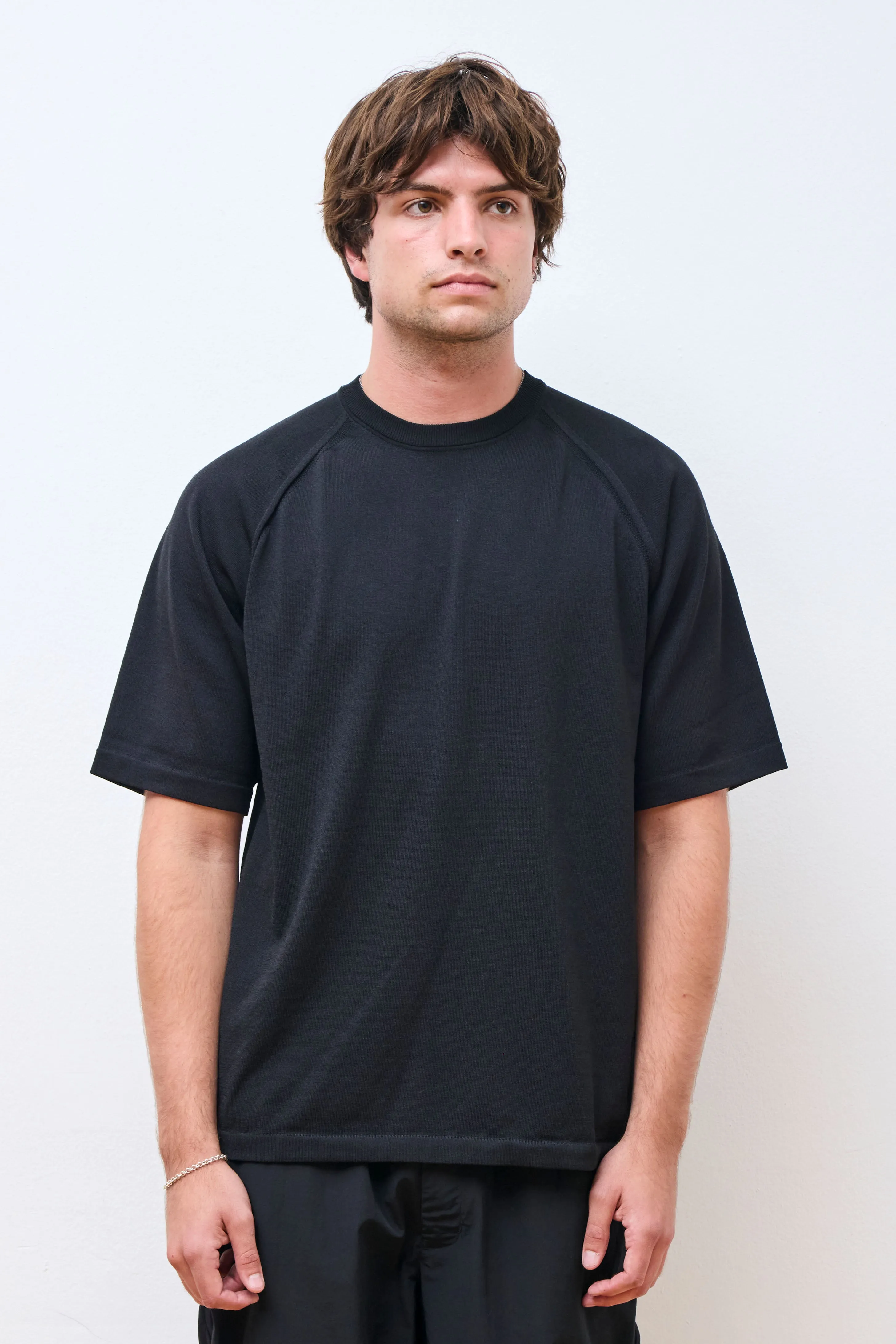 Wholegarment Wool Blend Knit T-shirt Black