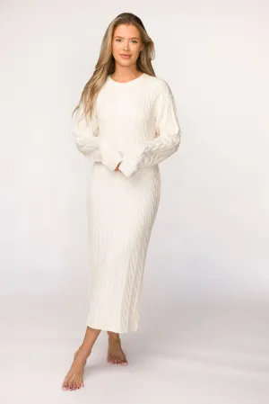 Winslet Cable Knit Maxi Dress in Cream (Almost Sold Out)