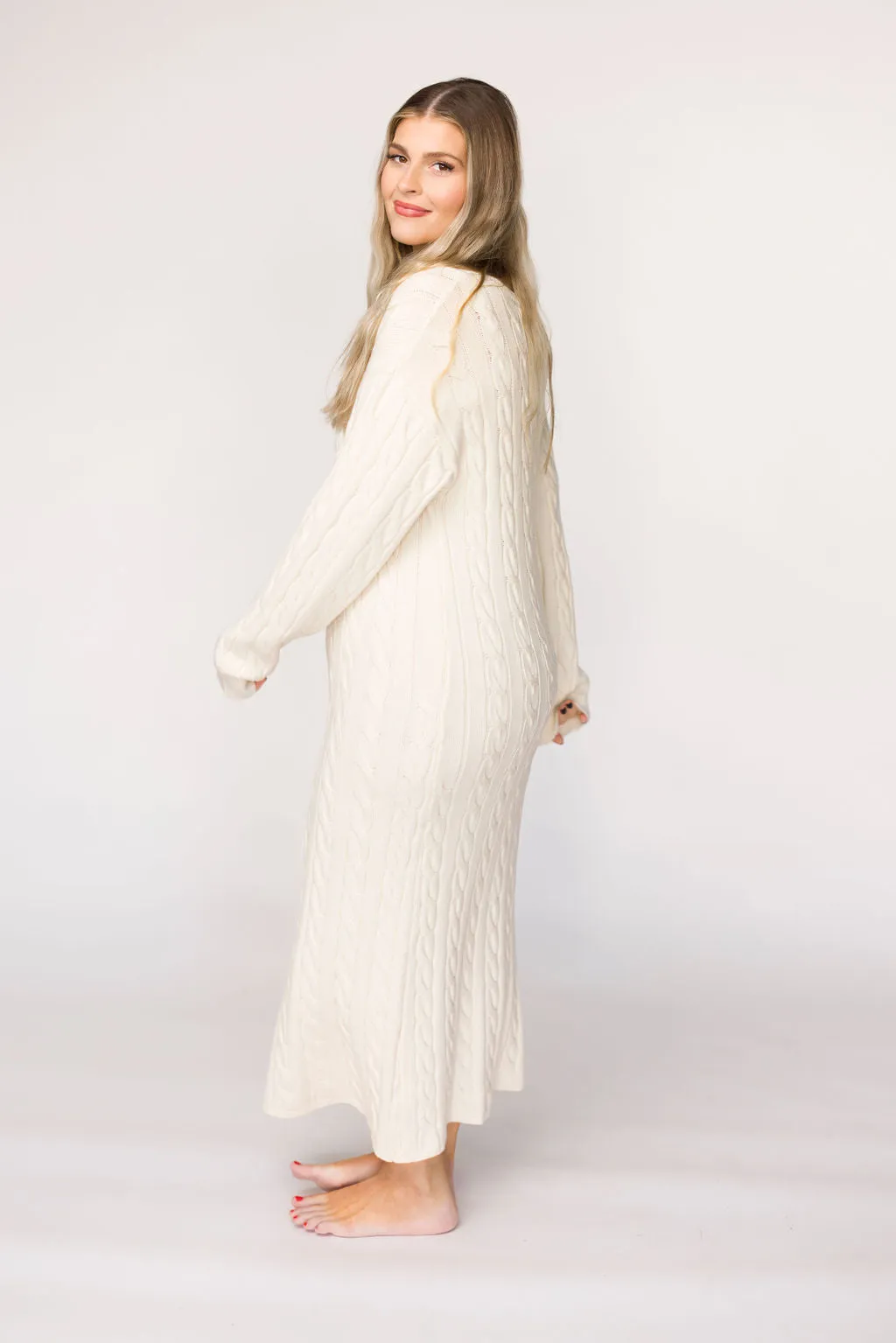 Winslet Cable Knit Maxi Dress in Cream (Almost Sold Out)