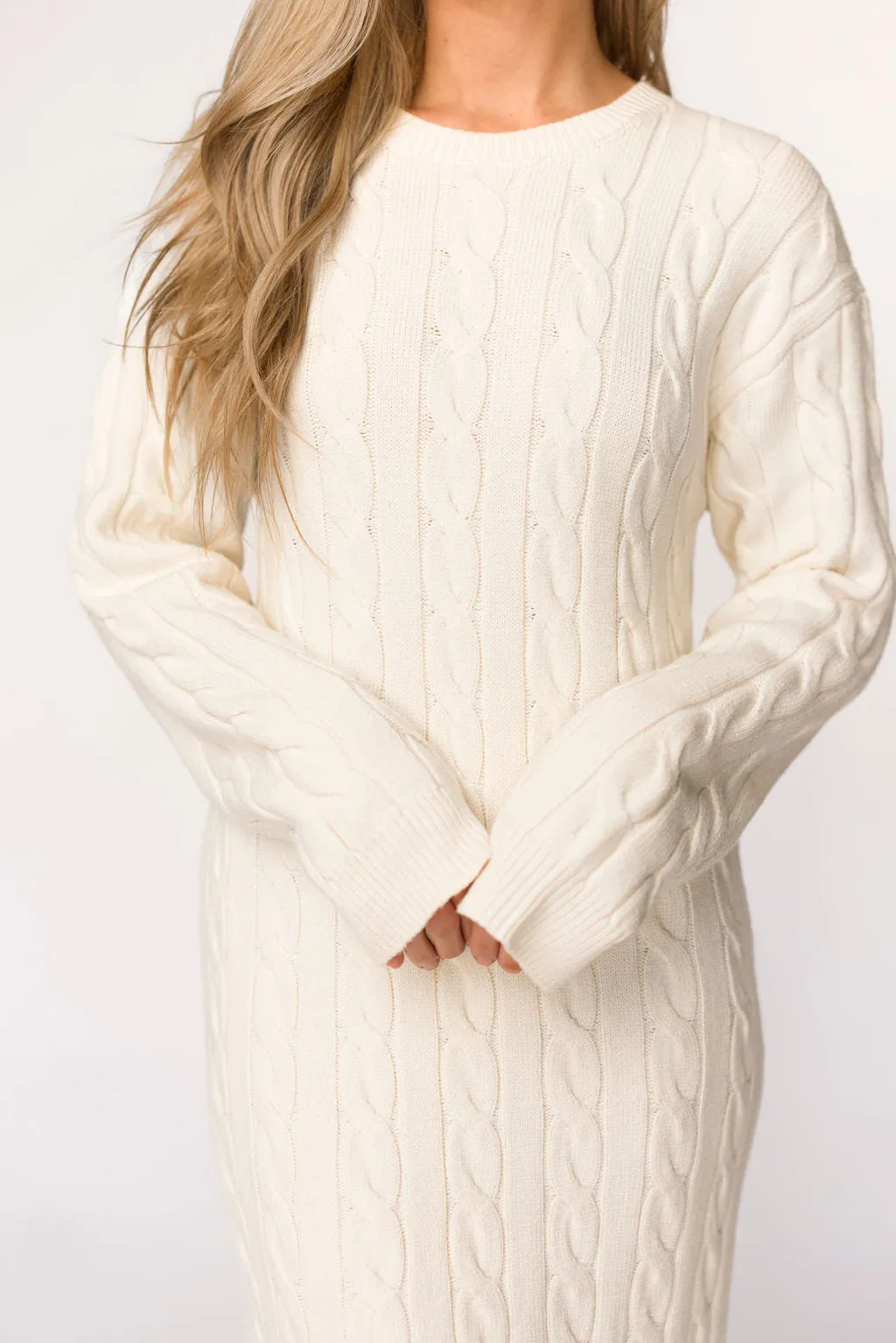Winslet Cable Knit Maxi Dress in Cream (Almost Sold Out)