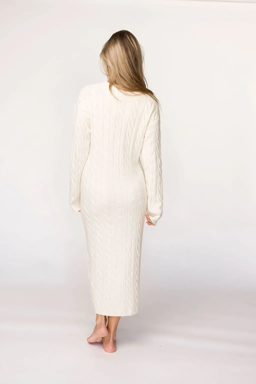 Winslet Cable Knit Maxi Dress in Cream (Almost Sold Out)