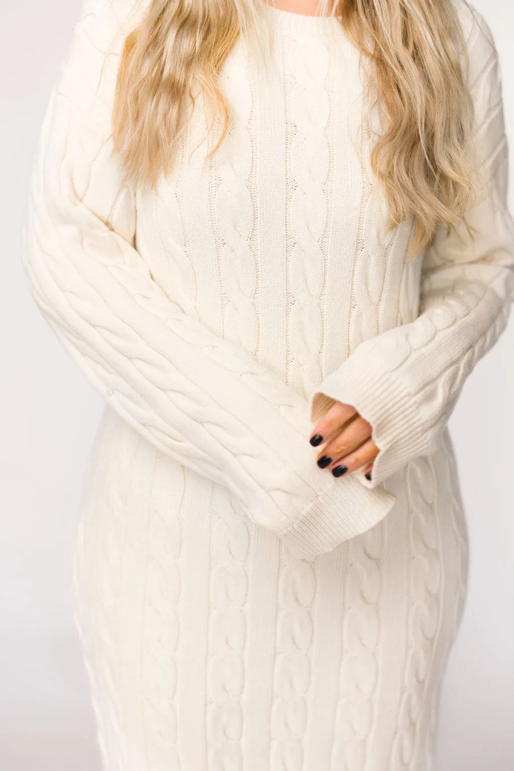 Winslet Cable Knit Maxi Dress in Cream (Almost Sold Out)