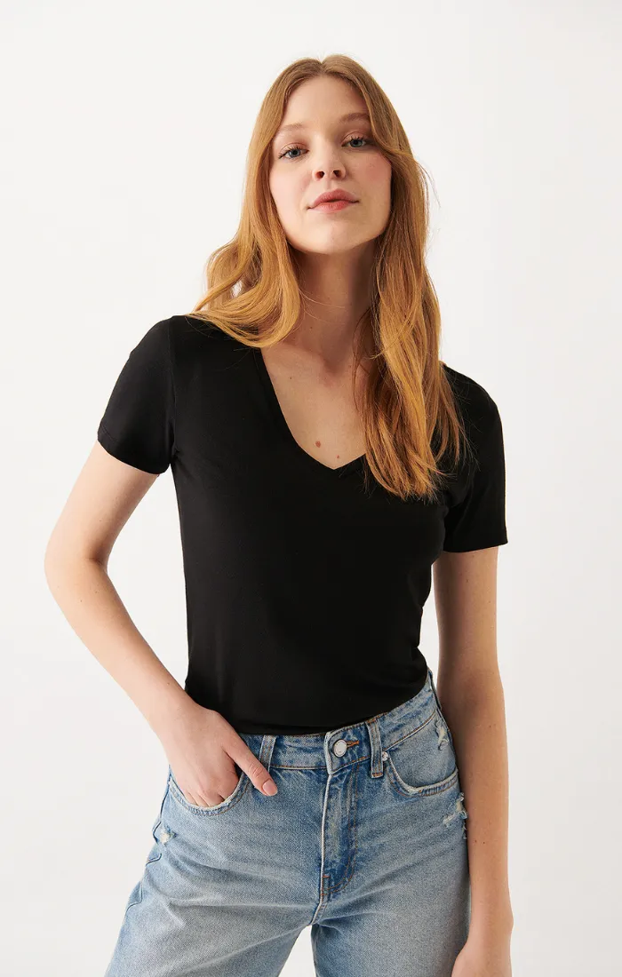 WOMEN'S BASIC SHORT SLEEVE T-SHIRT IN BLACK