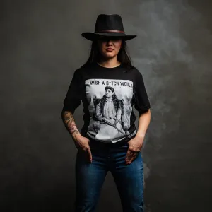 Women's I Wish A B*tch Would Boyfriend Fit T-Shirt - Black