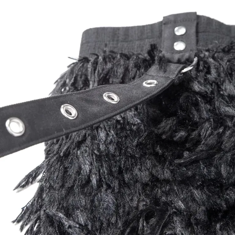 Women's Punk Eyelet Strap Faux Leather Skirt