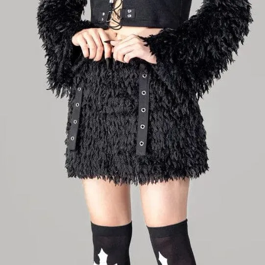 Women's Punk Eyelet Strap Faux Leather Skirt