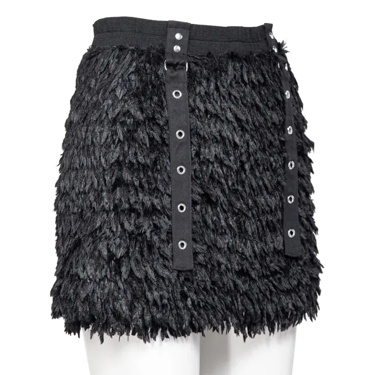 Women's Punk Eyelet Strap Faux Leather Skirt